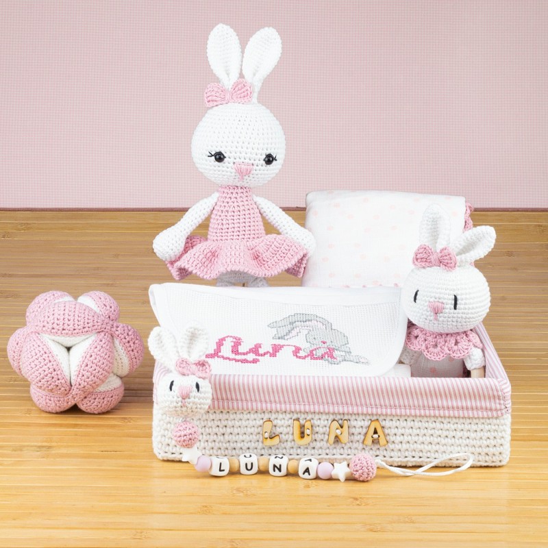 Canastilla bebé rosa personalizada - Oh!Luna